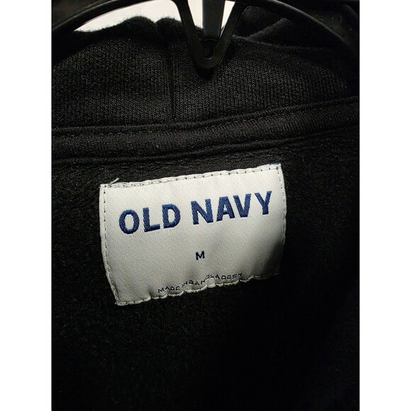 Old Navy Men's Black Pullover Hoodie Medium Cotton Blend Sweatshirt - Picture 4 of 5